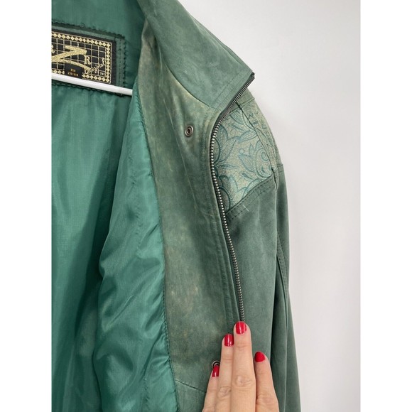 Vintage RZR Originals Women’s Korean Green Leather Jacket Button-Up Medium - Picture 14 of 15